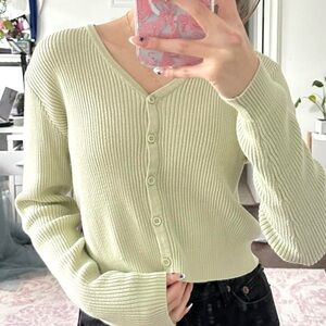 Green Brandy Melville Button V-Neck
Sweater